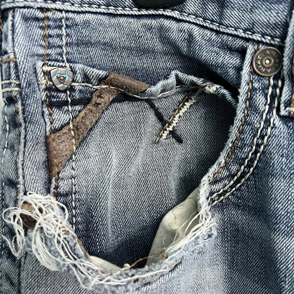 Ariat Jeans Mens 34x31 M5 Slim Boot Leg Denim Rodeo Cowboy Work Pants Thrashed